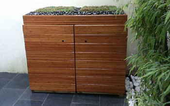 Abris de rangement en bambou et toiture végétalisée - Lille